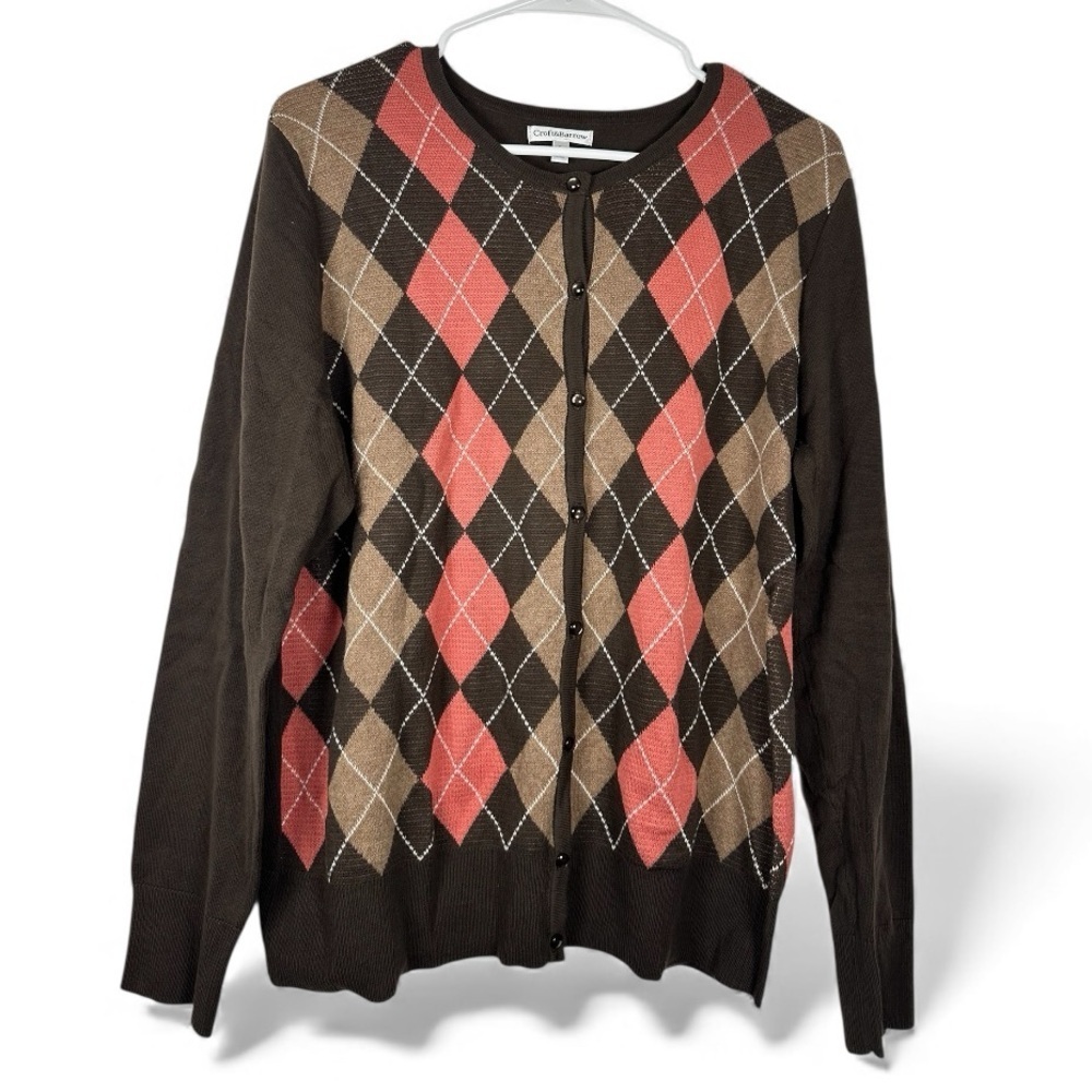 Croft & Barrow argyle Cardigan Sweater, Size Large